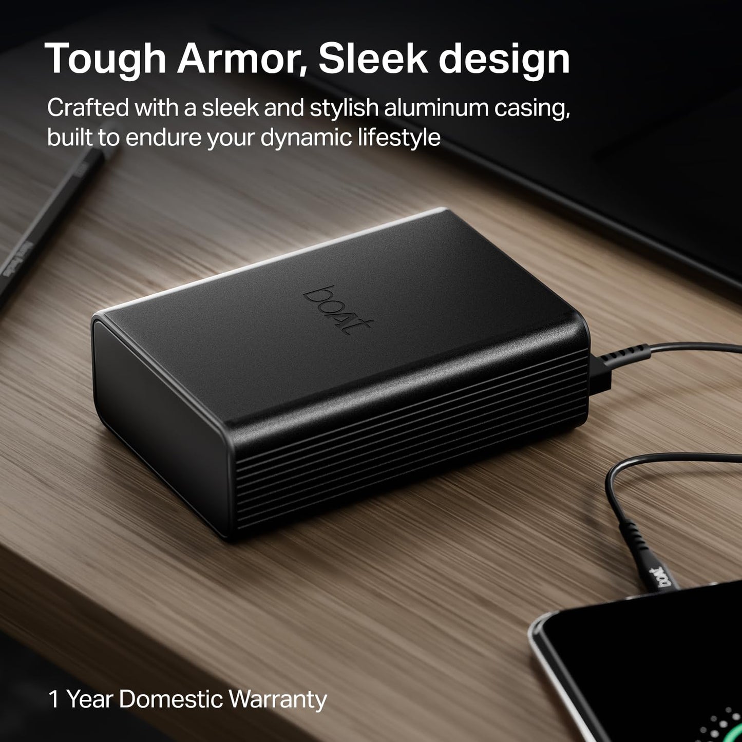 boAt Energyshroom PB400 Pro 20000 mAh 22.5W Pocket Size, Compact Power Bank, Fast Charging (2X Output Ports, Supports Android, iPhone, Tablets, Earbuds, etc.)