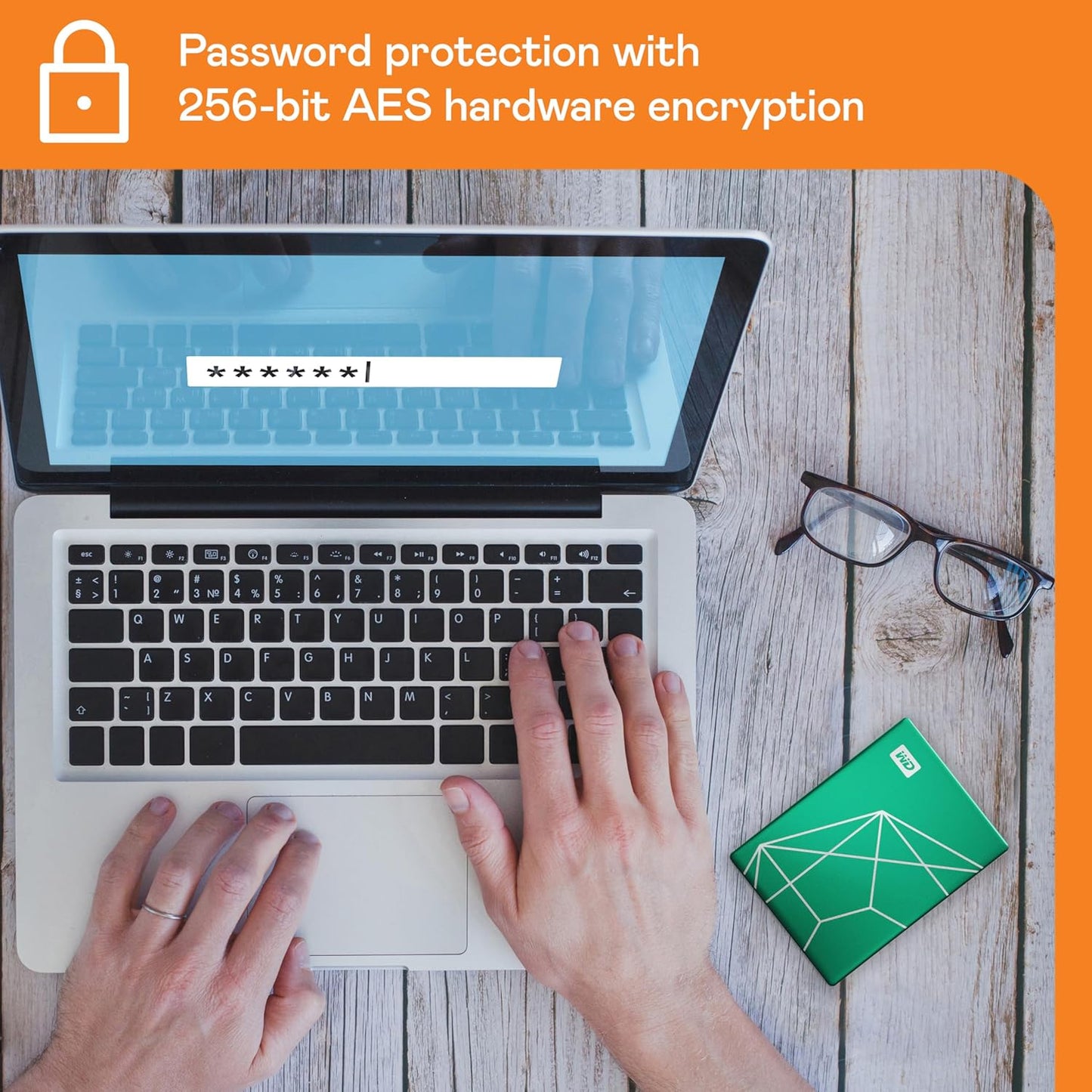 WD My Passport WDBJXT0020BGN-WESN 2TB 20th Anniversary Emerald Drive Portable Hard Drive USB-C with Backup Software and Password Protection