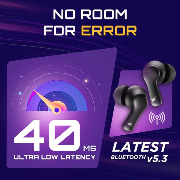 Fastrack Fpods FZ100|BT5.3 TWS Earbuds, Mega 50Hrs Playtime, Extra Deep Bass, Quad Mic ENC for Crystal Clear Calls, Ultra Low Latency Gaming Mode Upto 40ms, 3C NitroFast Charge - 200 Mins in 10 Mins