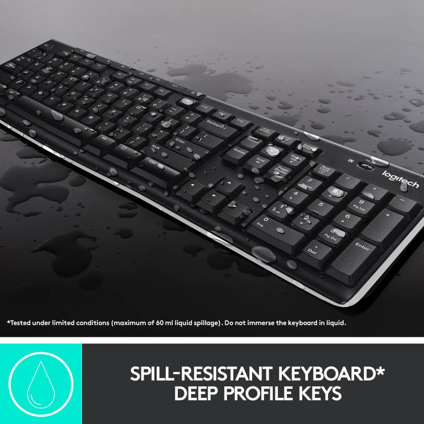 Logitech MK275 Mouse & Keyboard Combo, Spill-resistant Design Wireless Laptop Keyboard (Black)