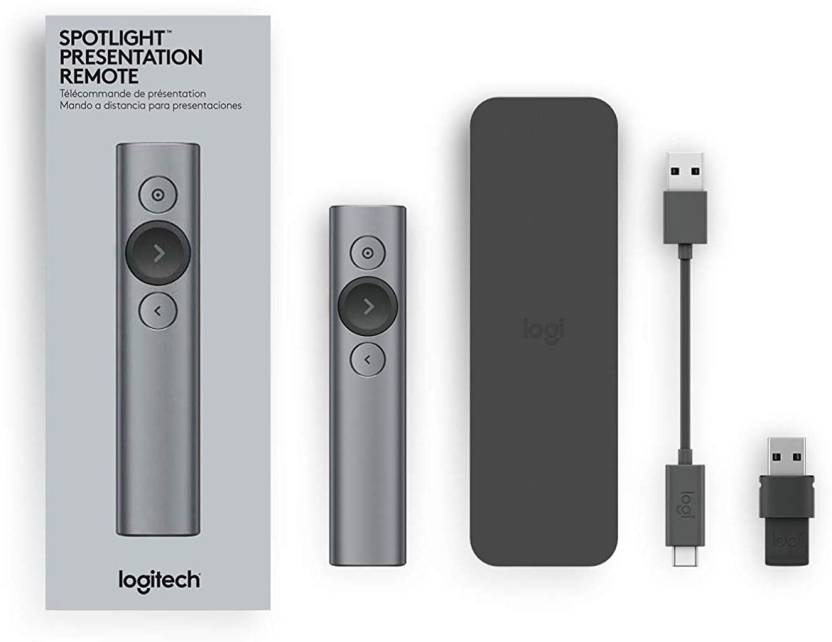 Logitech Spotlight 2.4 GHz and Bluetooth, USB-Receiver, Laser Pointer Connectivity Wireless Presentation Remote Presenter (Slate)