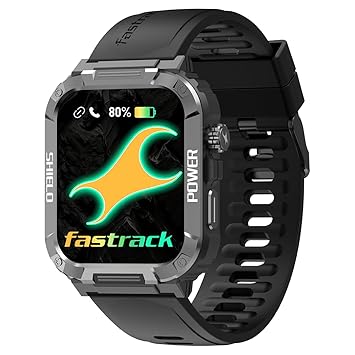 Fastrack Jupiter S2 Rugged Smart Watch 5 days Battery Life UltraVU HD Display, Functional Crown, BT Calling, 100+ sports modes, Health Monitor with Auto Stress, 24x7 Heart Rate, Sleep Tracker, Spo2 & Women's Health Bluetooth Calling