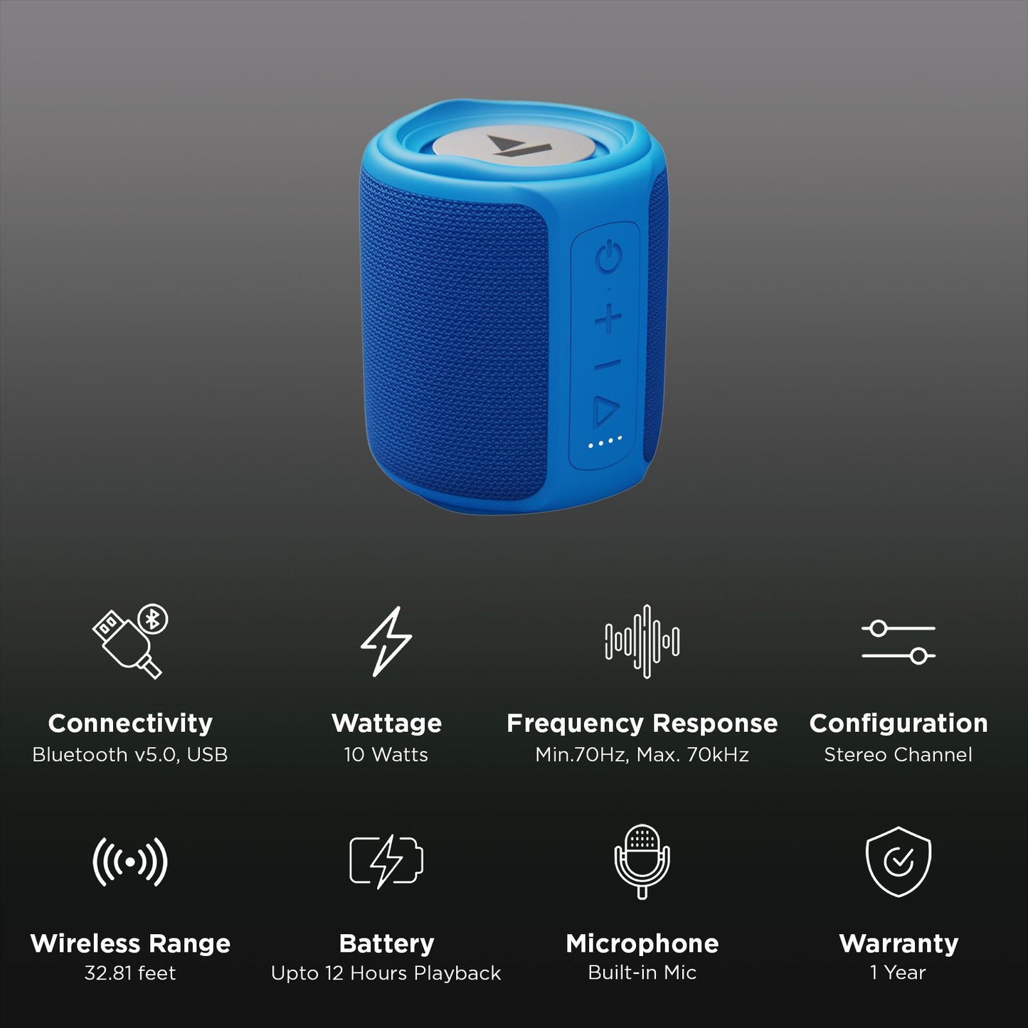 boAt Stone 358 10W Portable Bluetooth Speaker (IPX7 Water Resistant, Multi-Compatibility Modes, Mono Speaker,