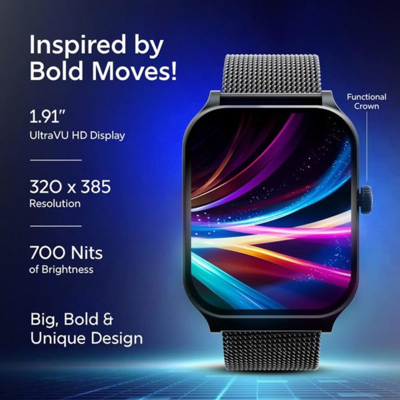 Fastrack Jupiter S2 Classic Smart Watch 5 days Battery Life UltraVU HD Display, Functional Crown, BT Calling, 100+ sports modes, Health Monitor with Auto Stress, 24x7 Heart Rate, Sleep Tracker, Spo2 & Women's Health Bluetooth Calling