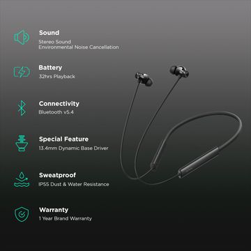realme Buds Wireless 3 Neo Neckband with Environmental Noise Cancellation (IP55 Water Resistant, 32 Hours Playtime