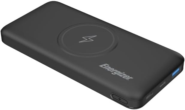 Energizer 10000 mAh Wireless Fast Charging Power Bank, Triple Outputs - Wireless, Smart USB-A 18W, USB-C Power Delivery Output, Dual inputs - USB-C and micro-USB,