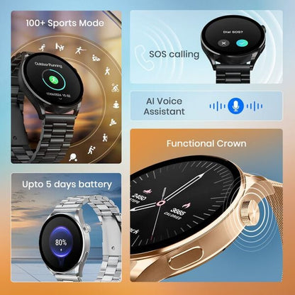 Fastrack Dezire FX1 1.38" Smart Watch with BT Calling, 100+ Sports Modes, BP Monitoring, Functional Crown, Metal Alloy Case ‚Äì Smartwatch for Men & Women