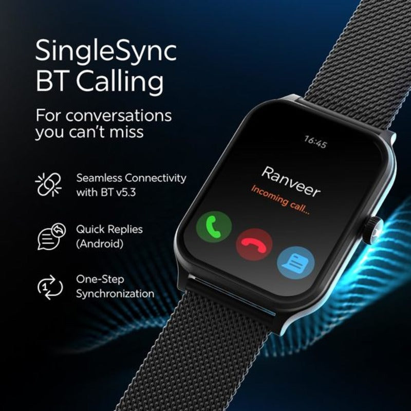 Fastrack Jupiter S2 Classic Smart Watch 5 days Battery Life UltraVU HD Display, Functional Crown, BT Calling, 100+ sports modes, Health Monitor with Auto Stress, 24x7 Heart Rate, Sleep Tracker, Spo2 & Women's Health Bluetooth Calling