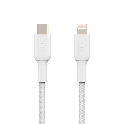 Belkin Apple Certified Braided Lightning to USB-C Charge and Sync Data Cables, 3.3 Feet / 1M, White