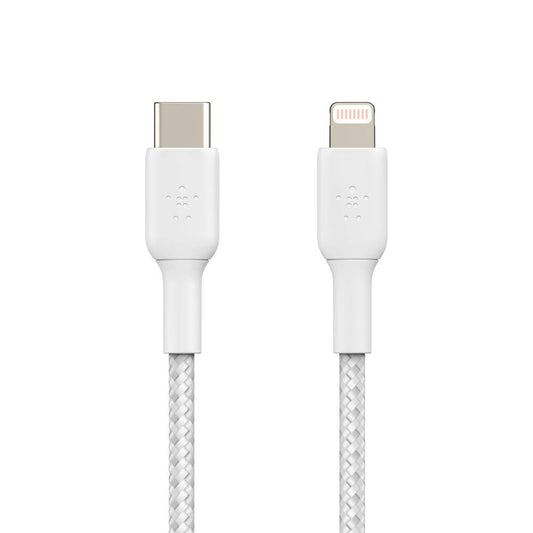Belkin Apple Certified Braided Lightning to USB-C Charge and Sync Data Cables, 3.3 Feet / 1M, White