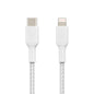 Belkin Apple Certified Braided Lightning to USB-C Charge and Sync Data Cables, 3.3 Feet / 1M, White