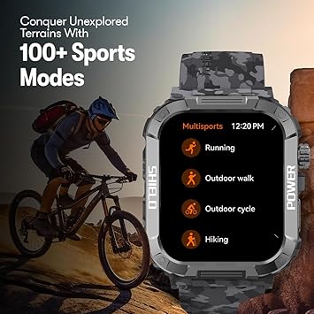 Fastrack Jupiter S2 Rugged Smart Watch 5 days Battery Life UltraVU HD Display, Functional Crown, BT Calling, 100+ sports modes, Health Monitor with Auto Stress, 24x7 Heart Rate, Sleep Tracker, Spo2 & Women's Health Bluetooth Calling