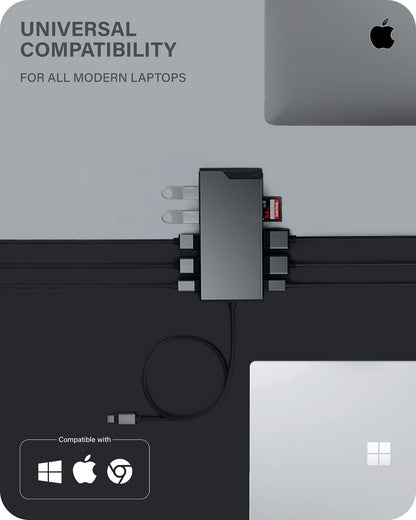 ALOGIC Dual Display USB-C 12-in-1 Mini Docking Station, FHD (1920 x 1080) @60Hz, 2x HDMI, 1x VGA, 100W PD, 2x USB-C, 2x USB-A 2.0, 2x USB-A 3.0, RJ45, MicroSD & SD Card Reader, Plug & Play, MacBook/Surface & other USB-C devices compatible.
