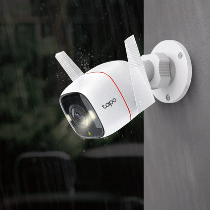 Tapo 4MP 2K QHD (2560X1440) Outdoor CCTV Security Wi-Fi Smart Camera -Alexa Enabled -Weatherproof -Full Color Starlight Night Vision -2-Way Audio -Up to 256 GB SD Storage - C320Ws- White