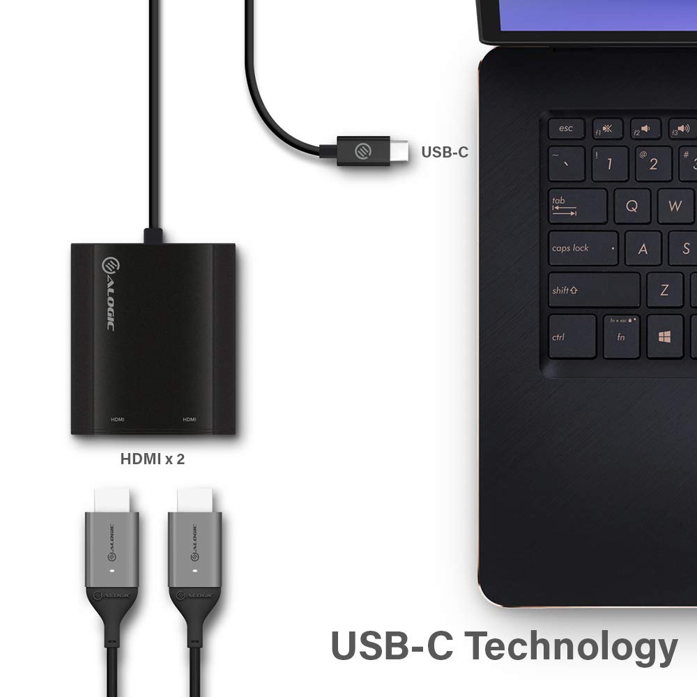 ALOGIC USB-C to Dual HDMI 2.0 Adapter ‚Äì 4K@30Hz ; Compatible with Windows 10