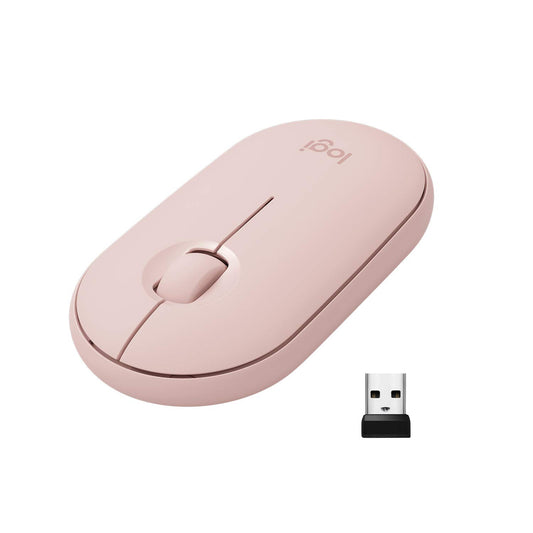 Logitech Pebble M350 Wireless Mouse with Bluetooth or USB - Silent, Slim Computer Mouse with Quiet Click for Laptop, Notebook, PC and Mac - Pink Rose