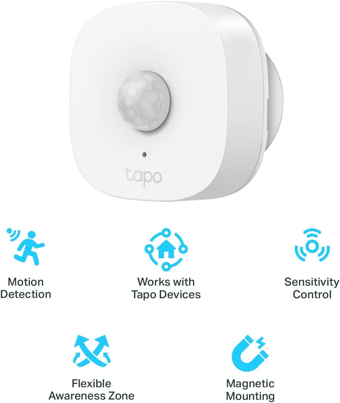 TP-Link Tapo T100 120¬∞ PIR Smart Motion Sensor with Motion-Activated Light, Energy Saving, Battery-Powered, Real-Time Notifications, Device Sharing