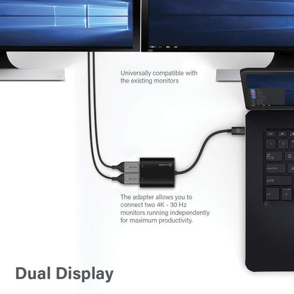 ALOGIC USB-C to Dual HDMI 2.0 Adapter ‚Äì 4K@30Hz ; Compatible with Windows 10