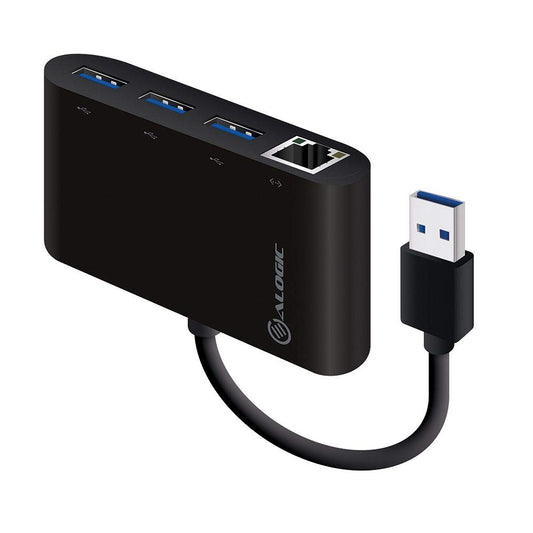 ALOGIC 3-Port USB 3.0 HUB with 10/100/1000 Gigabit Ethernet Converter (3X USB 3.0 Ports,1x RJ45 Gigabit Ethernet Port, Support Windows XP, Vista, Win7/8 (32/64 bit), Mac OS 10.6 and Above,