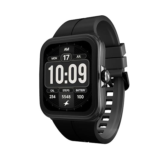Fastrack VOX Neo Smart Watch with 1.91‚Äù Curved TFT Display, Rotary Crown, Offline Voice Commands,To-Do list, BT Calling, 24/7 Health Suite, SpO2, HRM, Sleep Tracking, IP68 Water Resistant