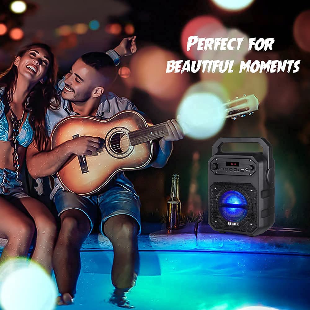 Zoook Rocker Thunder Bluetooth Party Speaker 20 watts with Karaoke Mic/TF/FM/Lights/USB/Party Speaker/ TWS/ echo control/ Bluetooth speaker/Portable speaker/Outdoor (Black)