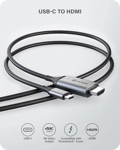 ALOGIC 2m Ultra USB-C (Male) to HDMI (Male) Cable - 4K @60Hz - Space Grey for MacBook Pro 2019/2018/2017, MacBook Air/iPad Pro 2019/2018, Samsung S10, Surface Book 2 and More