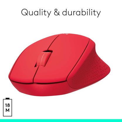 Logitech M331 Silent Plus Wireless Mouse, 2.4GHz with USB Nano Receiver, 1000 DPI Optical Tracking, 3 Buttons, 24 Month Life Battery, PC/Mac/Laptop