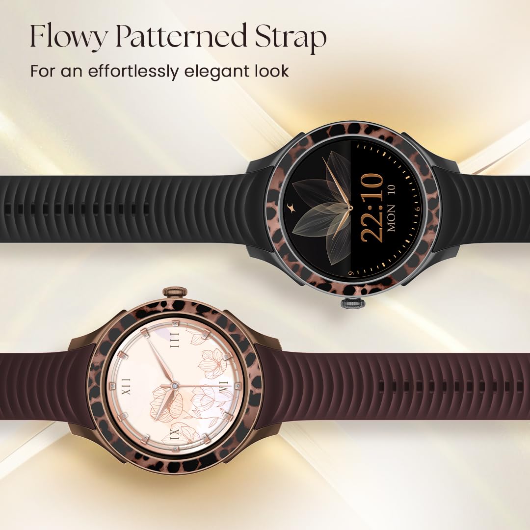 Fastrack Ella Women Smartwatch with 1.2" inch AMOLED Display,Patterned Bezel,AI Watchface & AI Chat,Functional Crown,24/7 Health Suite,BT Calling,SpO2,HRM,IP68, Multiple Menu Styles,Games