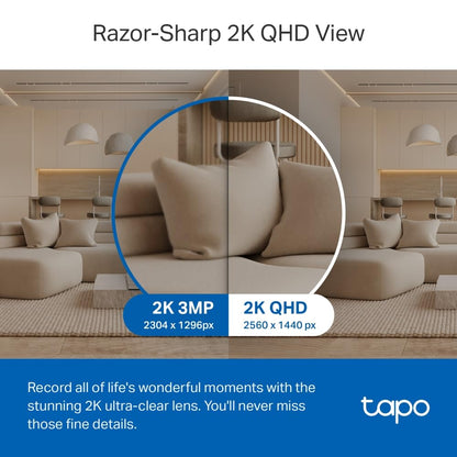 Tapo C220 Pan/Tilt Smart AI 2K 4MP QHD 1440p Home Security Wi-Fi Camera| Alexa & Google Assistant Enabled |Night Vision|Two-Way Audio| Motion Detection