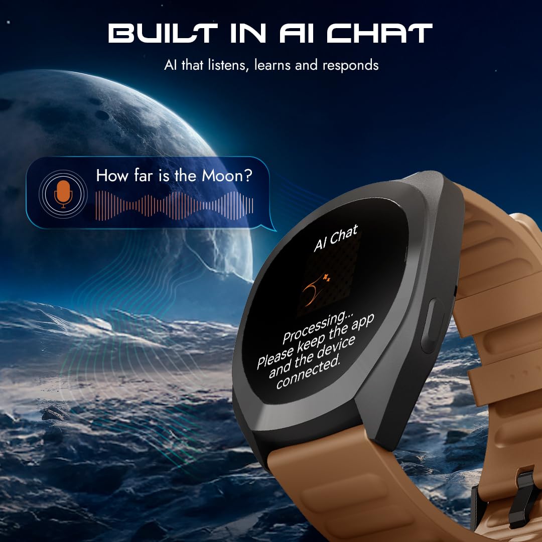 Fastrack Cosmix 1.32" AMOLED Display Metal Case Smart Watch with Heart Rate Monitor,AI Watchface & Chat,Push Button Interactions,BT Calling,IP68 Water Resistant Upto 5 Days Battery Life