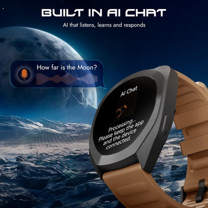Fastrack Cosmix 1.32" AMOLED Display Metal Case Smart Watch with Heart Rate Monitor,AI Watchface & Chat,Push Button Interactions,BT Calling,IP68 Water Resistant Upto 5 Days Battery Life