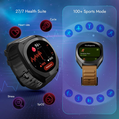 Fastrack Cosmix 1.32" AMOLED Display Metal Case Smart Watch with Heart Rate Monitor,AI Watchface & Chat,Push Button Interactions,BT Calling,IP68 Water Resistant Upto 5 Days Battery Life