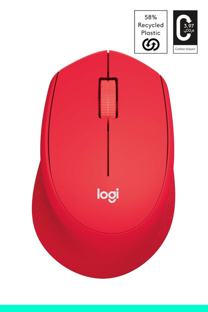 Logitech M331 Silent Plus Wireless Mouse, 2.4GHz with USB Nano Receiver, 1000 DPI Optical Tracking, 3 Buttons, 24 Month Life Battery, PC/Mac/Laptop - Red