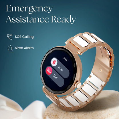 Titan Elixir with AllÂ 316L SS construction, 3.04 CM AMOLED Display, BT Calling, Skin Temperature Sensor, Womens Health