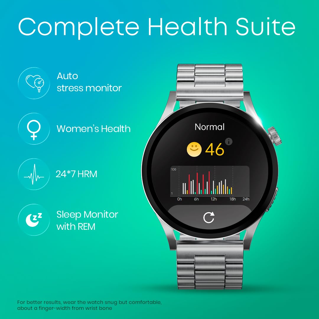 Fastrack Radiant FX4 1.51" AMOLED Metal Smart Watch with Single Sync BT Calling, Functional Crown, All-Round Health Tracking, 100+ Sports Modes, IP68 ‚Äì Smartwatch for Man & Woman