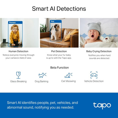 Tapo C220 Pan/Tilt Smart AI 2K 4MP QHD 1440p Home Security Wi-Fi Camera| Alexa & Google Assistant Enabled |Night Vision|Two-Way Audio| Motion Detection