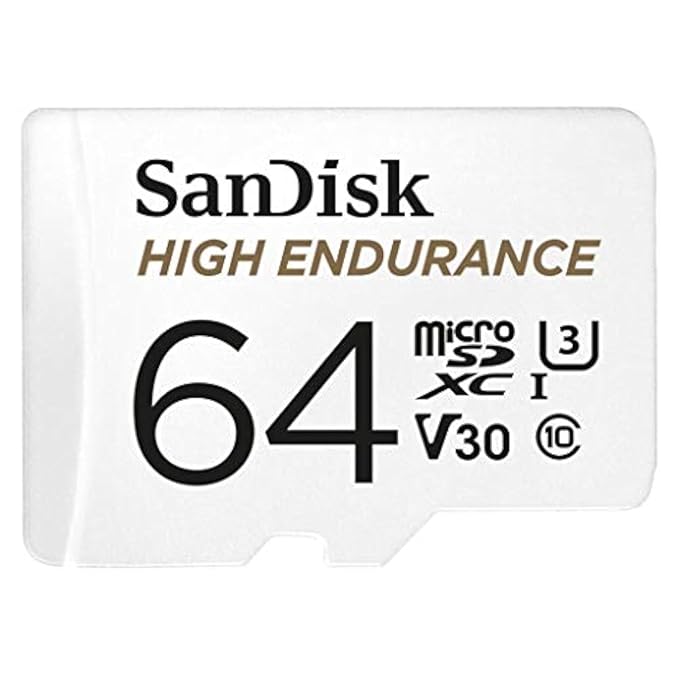 SanDisk High Endurance Video MicroSDXC Card with Adapter for Dash Cam and Home Monitoring Surveillance Systems - C10, U3, V30, 4K UHD, Micro SD Card - SDSQQNR-064G-GN6IA