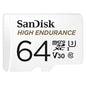 SanDisk High Endurance Video MicroSDXC Card with Adapter for Dash Cam and Home Monitoring Surveillance Systems - C10, U3, V30, 4K UHD, Micro SD Card - SDSQQNR-064G-GN6IA