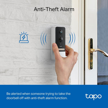 TP-Link Tapo D230S1 2K 5Mp/1920p Smart Wireless Security Video Doorbell,Battery-Powered,Two-Way Talk,Ip64,Colour Night Vision,Cloud &Local Storage,Compatible with Alexa&Google Home,Easy Installation