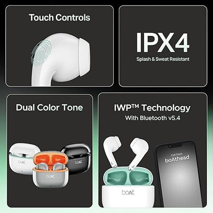 boAt Airdopes 101v2, 35H Battery, ENx Tech, 13mm Drivers, ASAP Charge, Flex-Fit Ear Tips,Stream Ad Free Music via App Support, Bluetooth Earbuds, TWS Ear Buds Wireless Earphones with mic