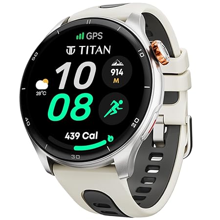 Titan Celestor 1.43" AMOLED Smart Watch with Built-in GPS, Advanced Health Intelligence, AI Voice Assistant, Aluminium Case, 100+ Sports Modes, Water Resistance ‚Äì Smartwatch for Men & Women