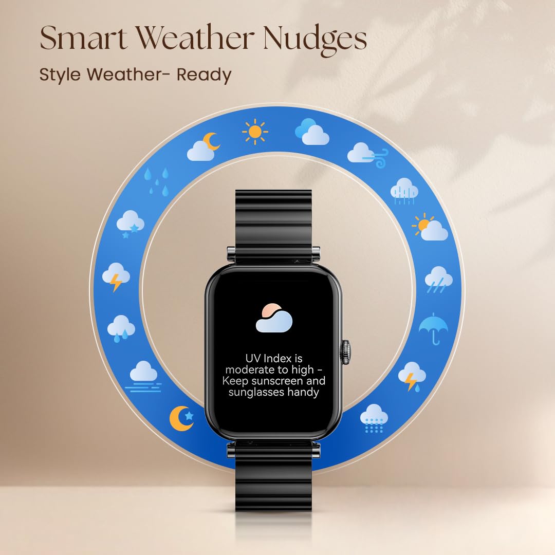 Fastrack Noir Charm Women Smartwatch 1.65" inch AMOLED Display, Sleek Design, AI Watchface & AI Chat,Functional Crown