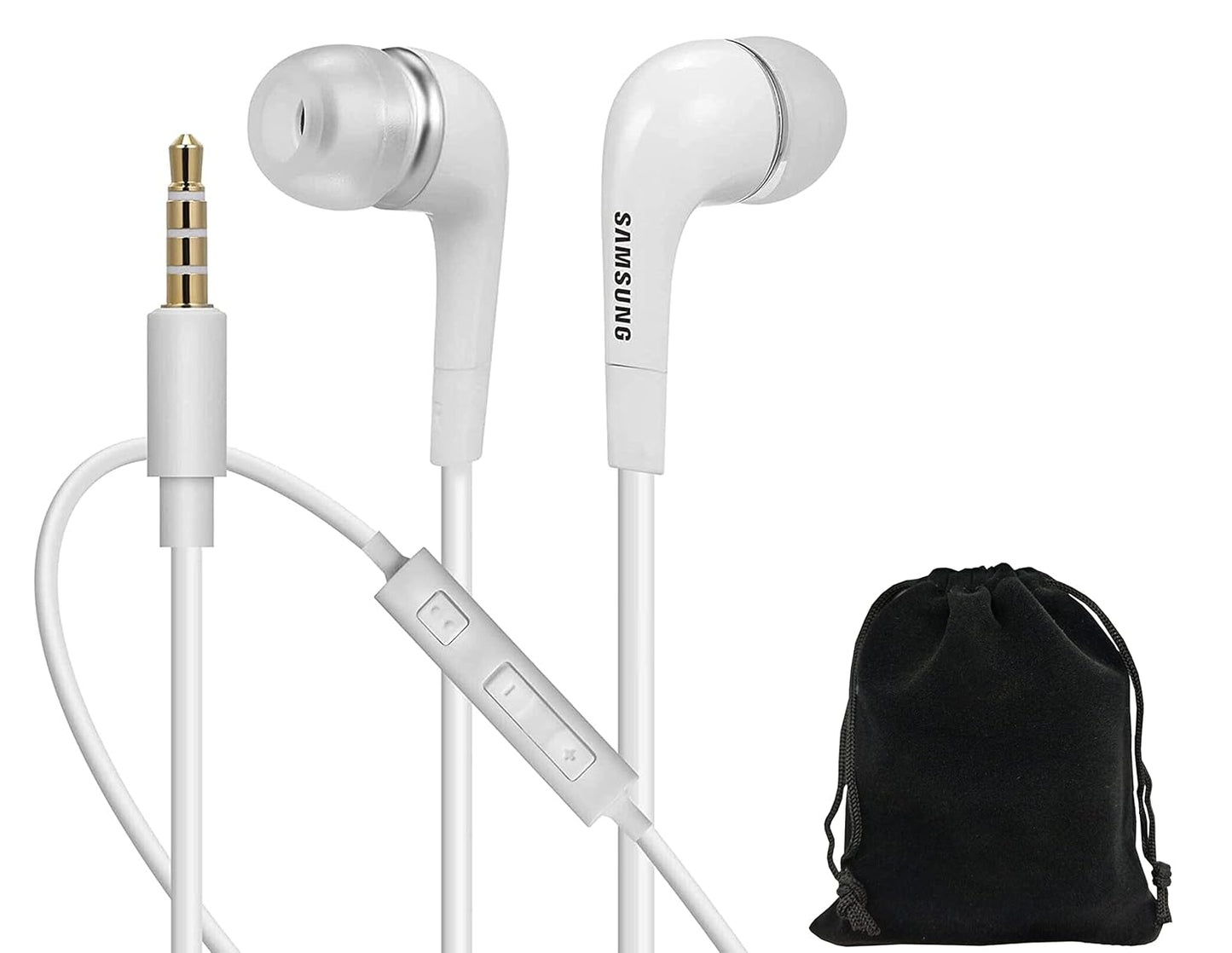 SAMSUNG Headphones 3.5mm Stereo Earphones with Remote and Mic - Original OEM - Non-Retail Packaging with Pouch