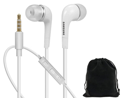 SAMSUNG Headphones 3.5mm Stereo Earphones with Remote and Mic - Original OEM - Non-Retail Packaging with Pouch