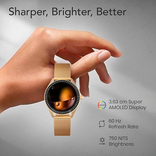 Titan Crest 2.0 Smart Watch for Man & Women, 1.43" AMOLED Display, Mesh Metal Strap, BT Calling, Tailored Activity Tracker, 100+ Sports Modes, Fast Charging, Smart Watch for Men Latest & Women