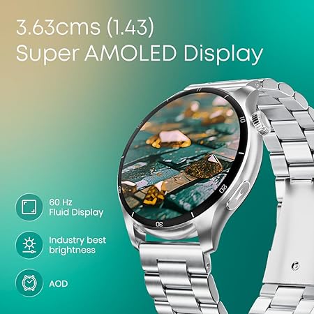 Fastrack Dezire FX1 PRO Fashion Smart Watch, 1.43" AMOLED, 466*466 Pixel Resolution, SingleSync BT Calling, AI Voice Assistant, 100+ Sports Modes & Smartwatch Faces, Upto 5 Day Battery, IP68