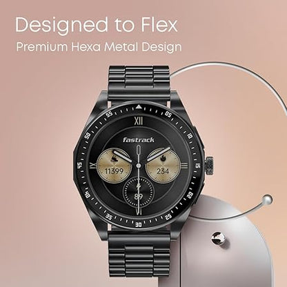 Fastrack Radiant FX1 1.43" AMOLED Metal Smart Watch with Functional Crown, BT Calling, AOD, 100+ Sports Modes, Health Tracking, IP68 Water Resistance ‚Äì Smartwatch for Men & Women