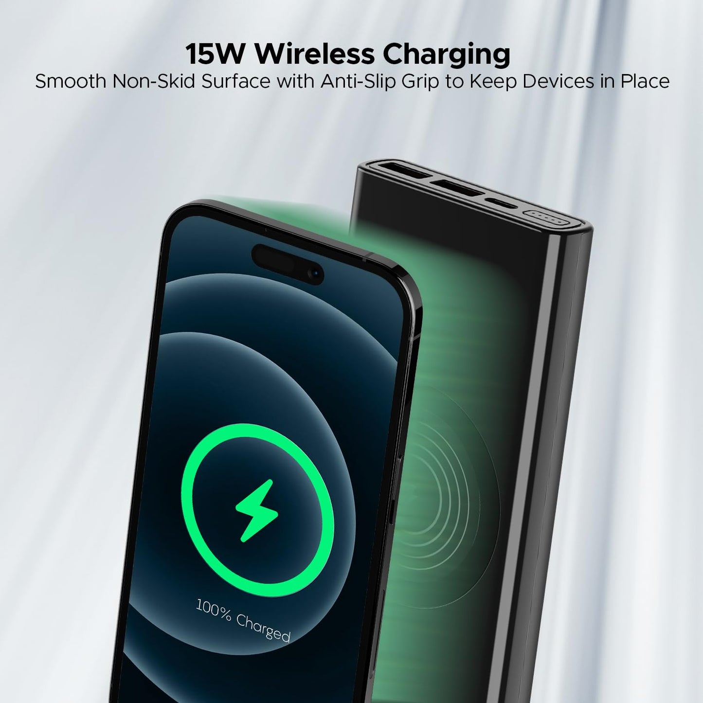 boAt Energyshroom PB310 Pro 10000Mah Powerbank|15W Wireless Charging & 22.5W Wired Charging,Non-Skid Surface W/ 1X Input & 3X Output Ports,Pass-Through Charging & Aluminium Casing