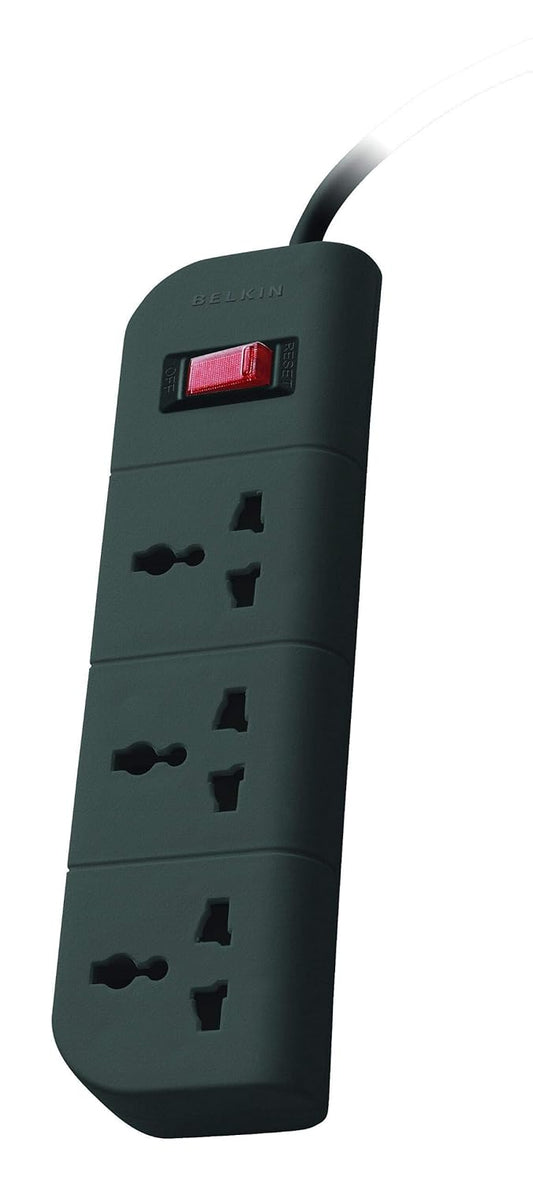 Belkin 3-Socket Extention Board with Surge Protector Universal Socket with 5Ft (1.5-Meter) Heavy Duty Cable Overload Protection, Comes with 5 Years...