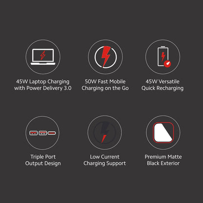 Xiaomi Power Bank Hypersonic 20000mAh 50W Lithium Polymer Supports Laptop Charging 50W Mobile Charging | Power Delivery 3.0 Fast Charging | Triple Output Port (Black)